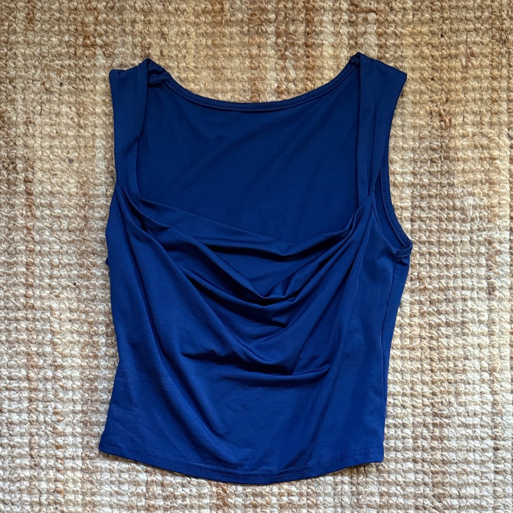 Blue Cowl Neck Tank